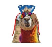 KOUUIP Divertida llama con lentes de arco iris, regalos de fiesta de Navidad, bolsa de lino de arpillera para regalos, varios tamaños (S, M)