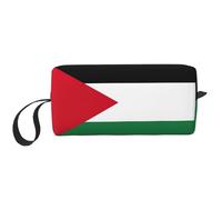 KOUUIP Estuche organizador de maquillaje de gran capacidad con estampado de bandera palestina, bolsa de maquillaje portátil para mujer, Blanco, Talla única