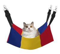 KOUUIP Hamaca de gato con estampado de bandera de Rumania para colgar en jaula, hamaca ajustable para mascotas, hamaca suave para dormir para gatos, hurón
