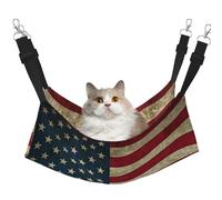 KOUUIP Hamaca de gato con estampado de bandera estadounidense para colgar en jaula, hamaca ajustable para mascotas, hamaca suave para dormir para gatos, hurón