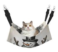 KOUUIP Hamaca de gato con estampado de muñeco de nieve de Navidad para colgar en jaula, hamaca ajustable para mascotas, hamaca suave para dormir para gatos, hurón