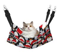 KOUUIP Hamaca de gato con estampado de pingüinos de Navidad para colgar en jaula, hamaca ajustable para mascotas, hamaca suave para dormir para gatos, hurón