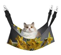 KOUUIP Hamaca de gato con estampado de ramo de narcisos para colgar en jaula, hamaca ajustable para mascotas, hamaca suave para dormir para gatos, hurón