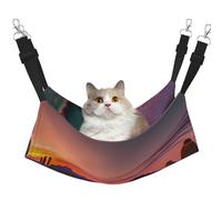 KOUUIP Hamaca para gatos con estampado de atardecer y cactus para colgar en jaula, hamaca ajustable para mascotas, hamaca suave para dormir para gatos, hurón