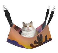 KOUUIP Hamaca para gatos con estampado de atardeceres del desierto de cactus para colgar en jaula, hamaca ajustable para mascotas, hamaca suave para dormir para gatos, hurón