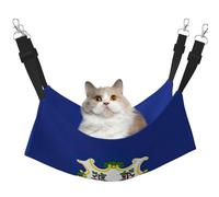 KOUUIP Hamaca para gatos con estampado de bandera del estado de Connecticut, para colgar en jaula, hamaca ajustable para mascotas, hamaca suave para dormir para gatos, hurón