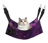 KOUUIP Hamaca para gatos con estampado de mármol con textura morada oscura para colgar en jaula, hamaca ajustable para mascotas, hamaca suave para dormir para gatos, hurón