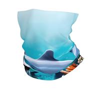 KOUUIP Hermosa diadema con estampado de delfines del mundo submarino con estampado de coral, polaina para el cuello, máscara facial, bufanda mágica para hombres y mujeres