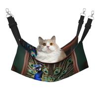 KOUUIP Hermosa hamaca de gato con impresión de pavo real para colgar en jaula, hamaca ajustable para mascotas, hamaca suave para dormir para gatos, hurón