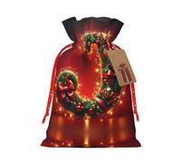 KOUUIP J print - Bolsa de arpillera de lino para regalos de Navidad, regalos de fiesta de Navidad, varios tamaños (S, M)