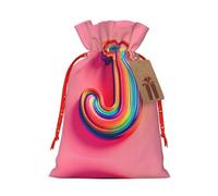 KOUUIP J print - Bolsa de arpillera de lino para regalos de Navidad, regalos de fiesta de Navidad, varios tamaños (S, M)