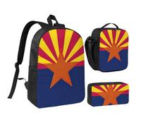 KOUUIP Mochilas con estampado de la bandera del estado de Arizona, estuche para lápices, 3 piezas, bolsa ligera unisex para viajes