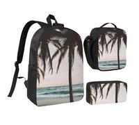 KOUUIP Mochilas con estampado de paloma de dibujos animados con bolsa de almuerzo, estuche para lápices, 3 piezas, bolsa ligera unisex para viajes