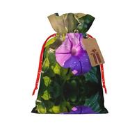 KOUUIP Morning Glory - Bolsa de lino de arpillera con estampado de gloria de la mañana para regalos de Navidad, varios tamaños (S, M)