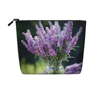 KOUUIP Neceser de viaje con estampado de ramo de lavanda, bolsa organizadora de maquillaje, bolsa de aseo de tamaño de viaje para mujer, Negro -, Talla única