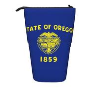 KOUUIP Oregon State Flag - Estuche telescópico para lápices, estuche de papelería, bolsa retráctil de pie, organizador de pie