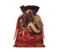 KOUUIP Q print - Bolsa de arpillera de lino para regalos de Navidad, regalos de fiesta de Navidad, varios tamaños (S, M)