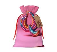 KOUUIP Q print - Bolsa de arpillera de lino para regalos de Navidad, regalos de fiesta de Navidad, varios tamaños (S, M)
