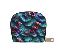 KOUUIP Tarjetero con estampado de escamas de dragón mágico en 3D para mujer, con cremallera, de piel, unisex, para hombres y mujeres, Blanco, Talla única