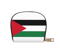 KOUUIP Tarjetero de piel con cremallera para mujer, diseño de bandera palestina, unisex, para hombres y mujeres, Blanco, Talla única