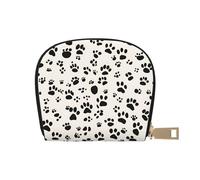 KOUUIP Tarjetero de piel con cremallera para mujer, diseño de huesos, huellas de patas, unisex, para hombres y mujeres, Blanco, Talla única