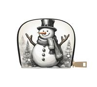 KOUUIP Tarjetero de piel con cremallera para mujer, diseño de muñeco de nieve de Navidad, 1 impresión, unisex, para hombres y mujeres, Blanco, Talla única