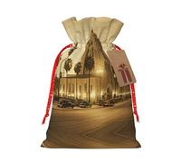 KOUUIP The Old Hollywood - Bolsa de lino de arpillera con estampado de Navidad, regalos de fiesta de Navidad, varios tamaños (S, M)