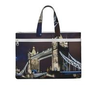 KOUUIP Tower Bridge in London - Bolsa de documentos de lona con impresión de 10.6 x 15 pulgadas, 2 bolsillos con cremallera, sin desorden para archivos de oficina