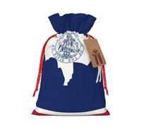 KOUUIP Wyoming State Flag Print Christmas Party Favors Gift Goodies Bag Burlap Linen Bag for Gifts Assorted Size (S, M)