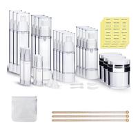 KOUWICH Juego de 34 tarros sin aire, 1.7/1/0.7/3.3 onzas, rellenables, botellas de aseo a prueba de fugas para el cuidado de la piel y cremas, loción, crema de ojos, líquido, base, champú