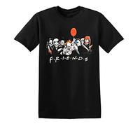 kouxi Friends Halloween T Shirt Horror Movie Scary Killers Friends Gift Mens Top Black(Small)