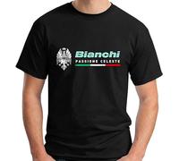 kouxi Men's Bianchi Passione Celeste Bicycle Logo Black T-Shirt(Large)