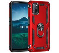 KOUYI Funda para OPPO A52/A72/A92, Armor Militar Carcasa con 360 Anillo iman Soporte Hard PC y Silicona TPU Bumper antigolpes Fundas Carcasas Case con Kickstand para OPPO A52/A72/A92 (Rojo)