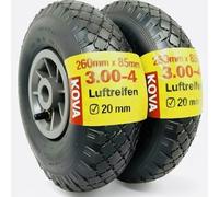 KOVA 2 ruedas para carretilla neumática 3.00-4, 260 x 85 mm, buje Ø 20 × 75, neumáticos con manguera y rueda, carretilla de aire, ruedas de repuesto, carretillas, rodamientos de ruedas, válvula