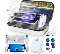 KOVA Juego de accesorios 13 en 1 para Playstation Portal, funda de transporte para PS Portal, funda de TPU con soporte, base de carga portátil, 2 protectores de pantalla, 4 asas para pulgar,