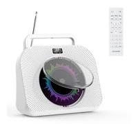 KOVCDVI Reproductor de CD Bluetooth Reproductor de CD de sobremesa con Altavoces USB/Tarjetas TF/AUX Reproducción Temporizador con Mando a Distancia Cubierta Antipolvo Pantalla Toma de Auriculares