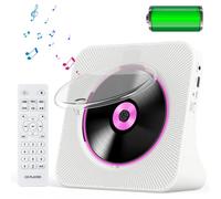 KOVCDVI Reproductor de CD Portátil con Bluetooth y Batería de 4000mAh Altavoces Reproductore CD con Mando a Distancia Cubierta de Polvo Pantalla Radio FM Temporizador Puerto de Auriculares USB AUX