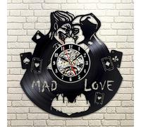 Kovides Mad Love DC Comics Art Joker y Harley Quinn Joker LP Reloj de pared DC Comics Vintage Reloj de pared Suministros de fiesta Decoración Retro Vinilo Record Reloj Joker Wall Hangings Joker Calcomanías Regalo Idea