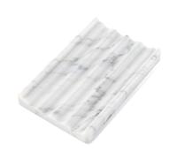 【Koville Lujosa jabonera de mármol Italia - Jabonera de Piedra para Ducha y Fregadero de Cocina - Elegante Caja de jabón con Orificio de Drenaje (Bianco Carrara)】