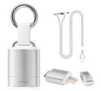 KOVIUU - Llavero con pastillero magnético, pastillero de aluminio, mini pastillero de metal, soporte de medicamentos de emergencia de nitroglicerina, contenedor para bolsillo de bolso, color plateado