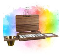 KOVNISE Paleta de Pintura de Madera para Acuarelas con Tapa Paleta de Pintura Acrílica con 24 Rejillas Caja de Paleta de Nogal Negro Paletas de Pintura para Viajes al Aire Libre Paletas de Pintura