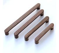 KOVNISE Tiradores de Madera Maciza de Nogal Oscuro Color Madera Original Estilo Moderno Simple para Armario Puerta Cajón Aparador Cajón (2, 160MM)