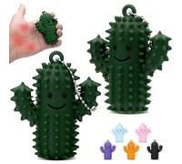 KOVSGQ Juguete Sensorial Fidget Cactus Pack de 2 para Alivio de Estrés y Ansiedad, Estimulación Táctil con Pinchos, Llavero Portátil para Adultos y Niños con Autismo y TDAH, Silicona Suave (Verde)