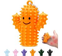 KOVSGQ Juguete Sensorial Fidget Cactus para Alivio de Estrés y Ansiedad, Estimulación Táctil con Pinchos, Llavero Portátil para Adultos y Niños con Autismo y TDAH, Silicona Suave, (Naranja 1Ud)