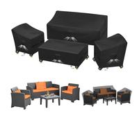 Kovshuiwe 4 Piezas Exterior Terraza Patio Jardín,Funda para Muebles de Patio,Juego Impermeable para Terraza Juego de Muebles para Césped Cubierta(Negro)