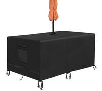 Kovshuiwe Funda Rectangular para Mesa de Patio con Agujero para sombrilla, Resistente al Agua, Tela Oxford 600D, para Exteriores, césped, Patio (274 x 208 x 60 cm)