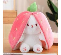 KOWAKA Strawberry Bunny Transformed into Little Rabbit Fruit Doll Plush Toy Carrot Rabbit Plush Doll Girl Kids Birthday Present (35cm, Strawberry Rabbit)