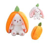 KOWAKA Strawberry Bunny Transformed into Little Rabbit Fruit Doll Plush Toy Carrot Rabbit Plush Doll Girl Kids Birthday Present (25cm, Carrot Rabbit)