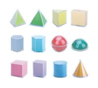 kowaku 12 Piezas Bloques Geométricos 3D Sólidos Manipulativos Desmontables Resistentes para Aprendizaje Figuras Niños Geometría Matemáticas