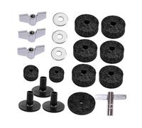 kowaku 19 Piezas Accesorios para Platillos con Fieltros Mangas Tuercas de Mariposa Y Arandelas Kit de Repuesto Completo Adecuado para Bateristas Profesional, Negro